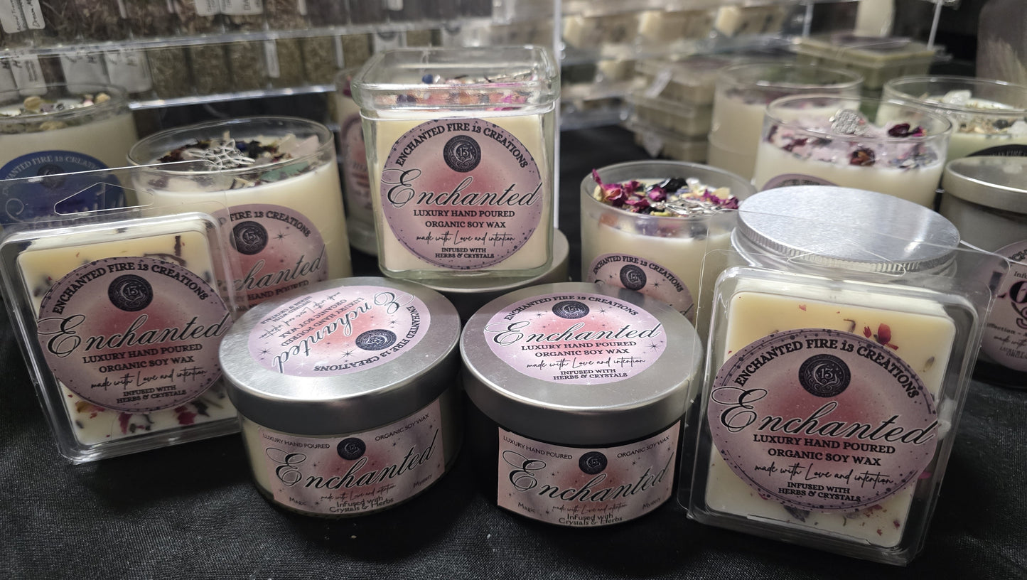 Wickless, Hand Poured, Organic, Soy, Candle~ Enchanted
