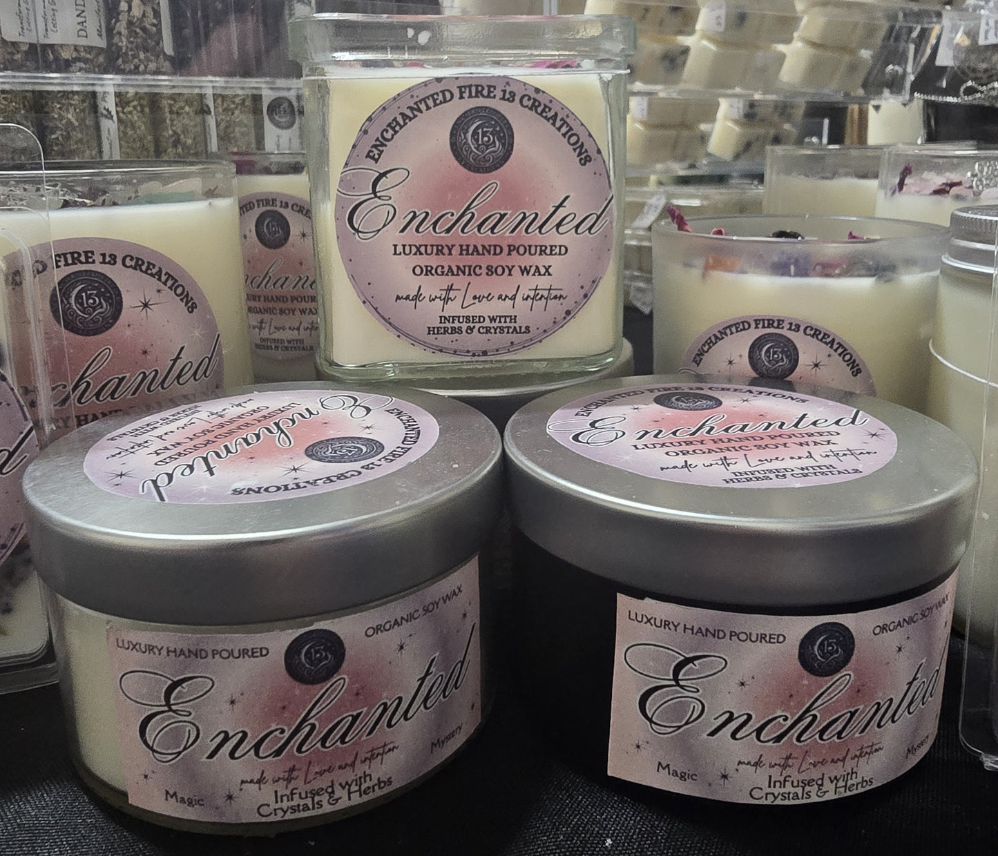 Wickless, Hand Poured, Organic, Soy, Candle~ Enchanted