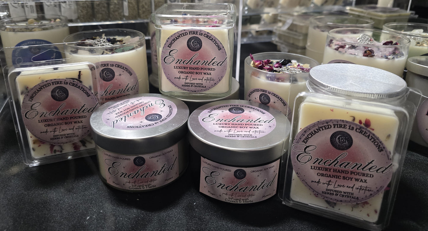 Wickless, Hand Poured, Organic, Soy, Candle~ Enchanted