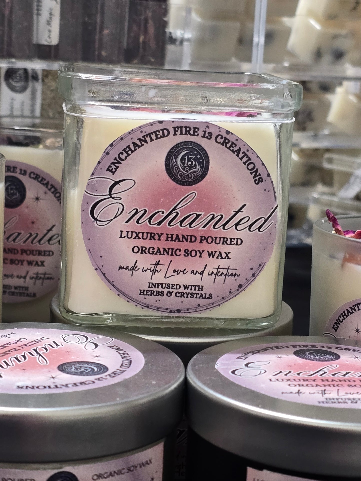 Wickless, Hand Poured, Organic, Soy, Candle~ Enchanted